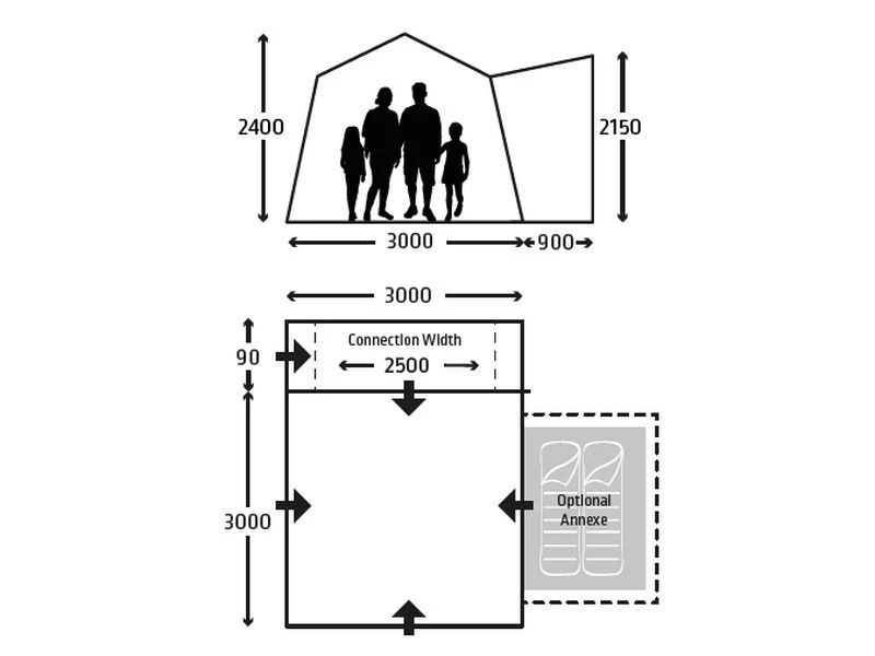 Kampa Opblaasbare Camper-bus Voortent Cross Air 2 Kampa Opblaasbare Camper-bus Voortent Cross Air - Afbeelding 2