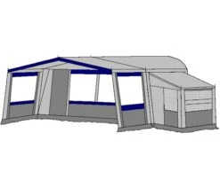 Te Velde Voortent De Vaart Standaard 240 Cm -AvontuurTent Winkel te velde voortenten met uitbouw en luifel de vaart standaard blauw3